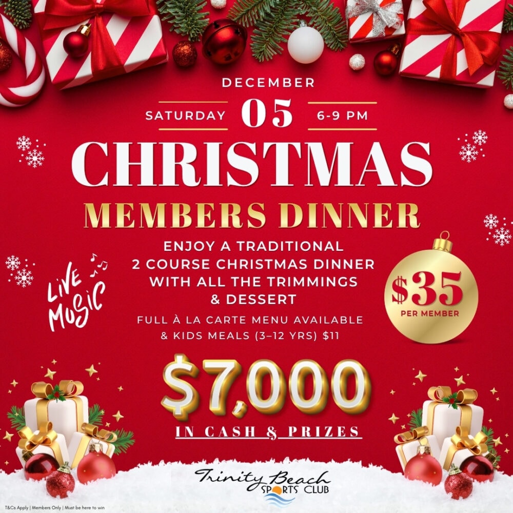 Bookings for Members Christmas Dinner Now Open | Trinity Beach Sports Club